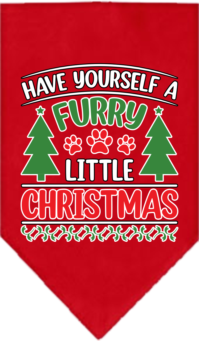 Furry Little Christmas Screen Print Bandana Red Size Large